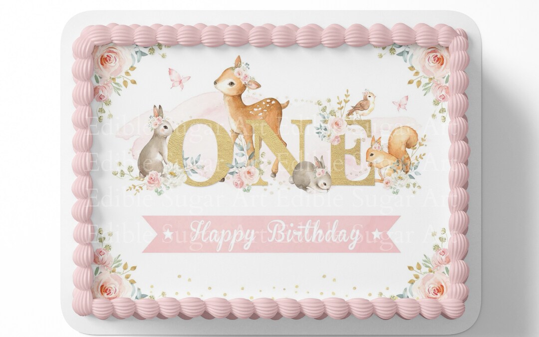 Woodland Onederland 1st Birthday Cake Topper Woodland Sheet Cake Topper Woodland Animals Birthday Decorations Oh Baby MakerPlace by Michaels